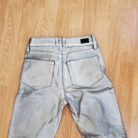 PAIGE Verdugo Ankle Silver Galaxy Metallic Jeans size 26 - Picture 8 of 16